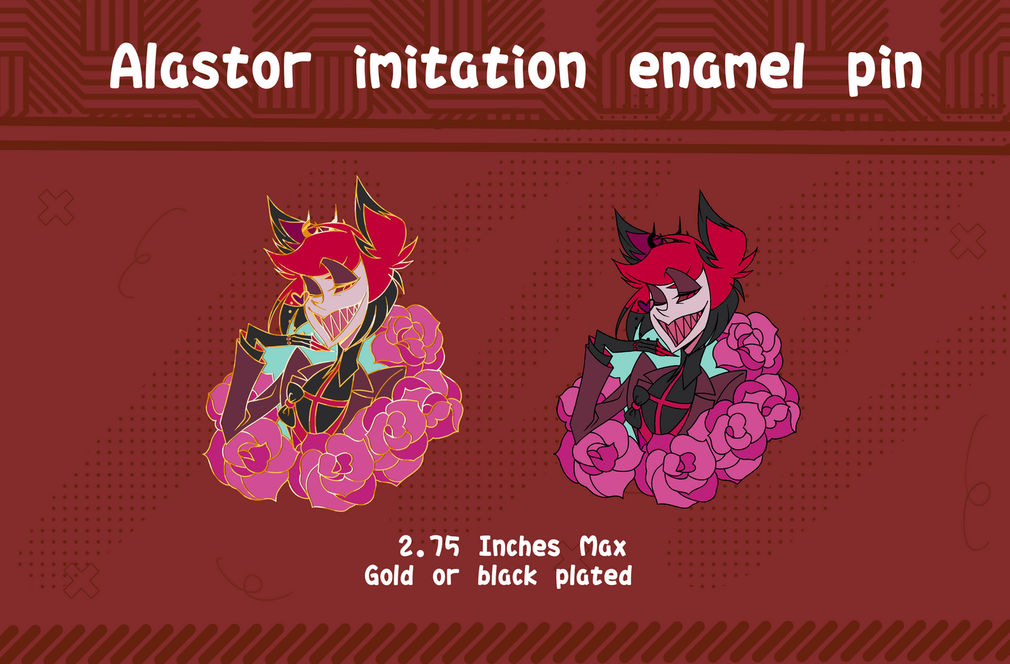 PRE-ORDER THE ROSE DEER Alastor Imitation Enamel Pin Hazbin Hotel Fan Art Pin