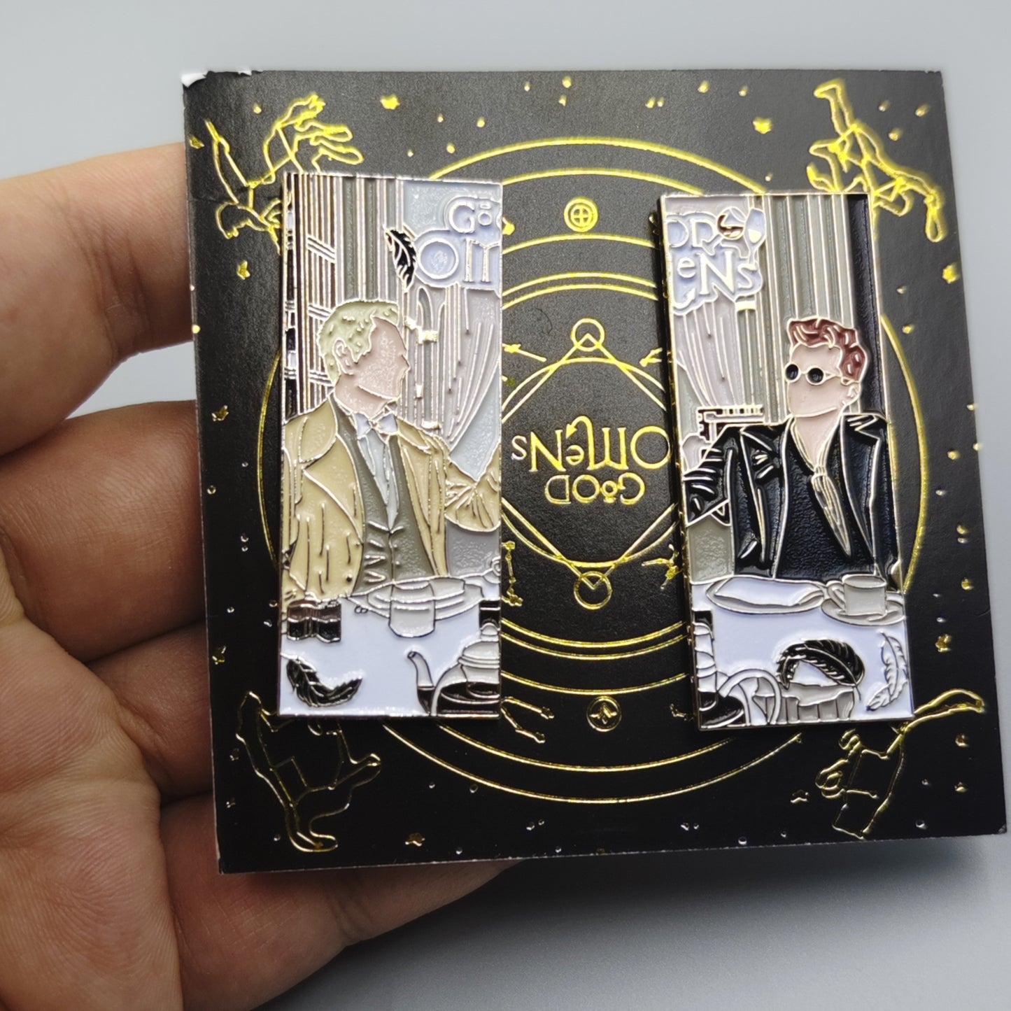 Cheers to the World Enamel Pin Set Good Omens Pin