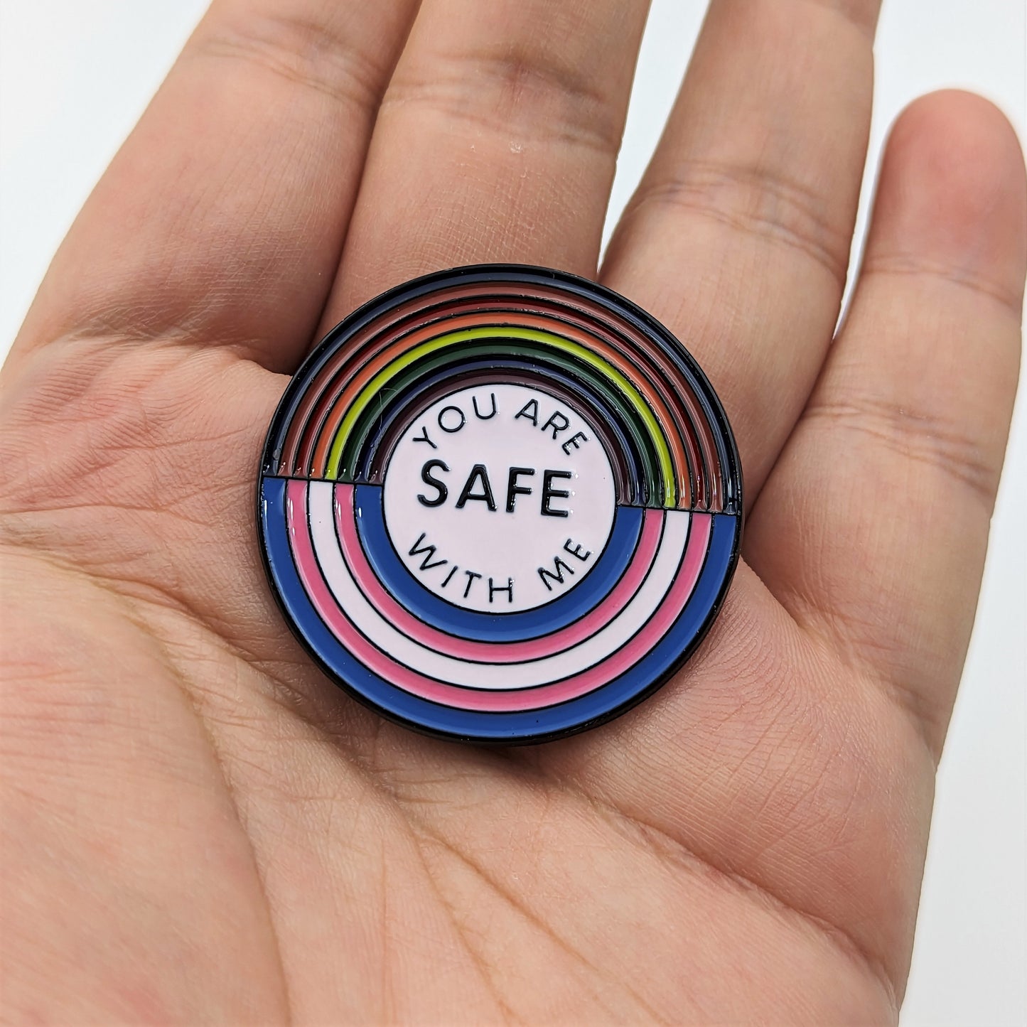 You Are Safe With Me Enamel PIn Pride Rainbow Pin