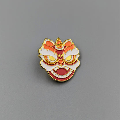 Lion Dance Enamel Pin Chinese Traditional Pins