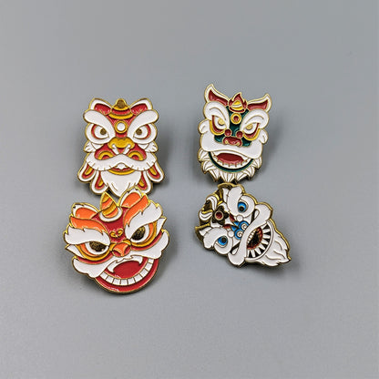 Lion Dance Enamel Pin Chinese Traditional Pins