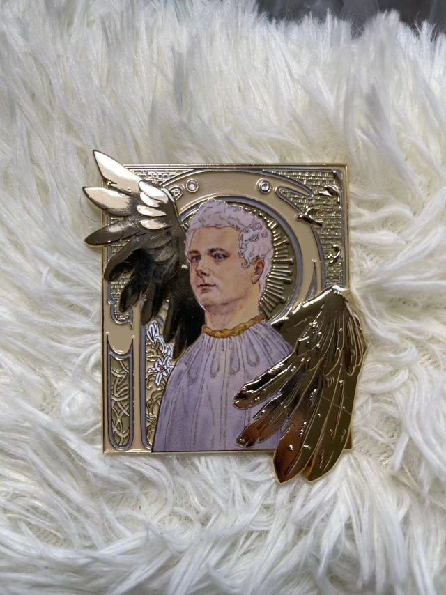 Le Style Mucha Aziraphale and Crowley Enamel Pin Art Nouveau Style Demon and Angel Pin