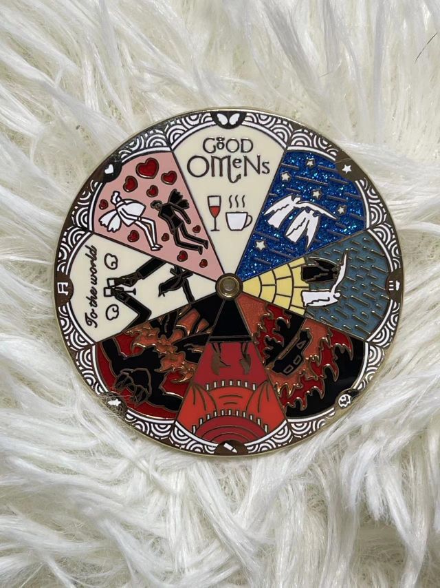 Golden Years Spinnable Enamel Pin Good Omens Pin